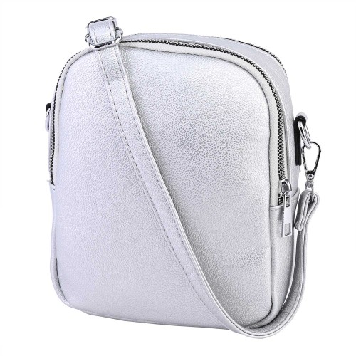 Малка дамска чанта от еко кожа в сребрист цвят. Код: 8140