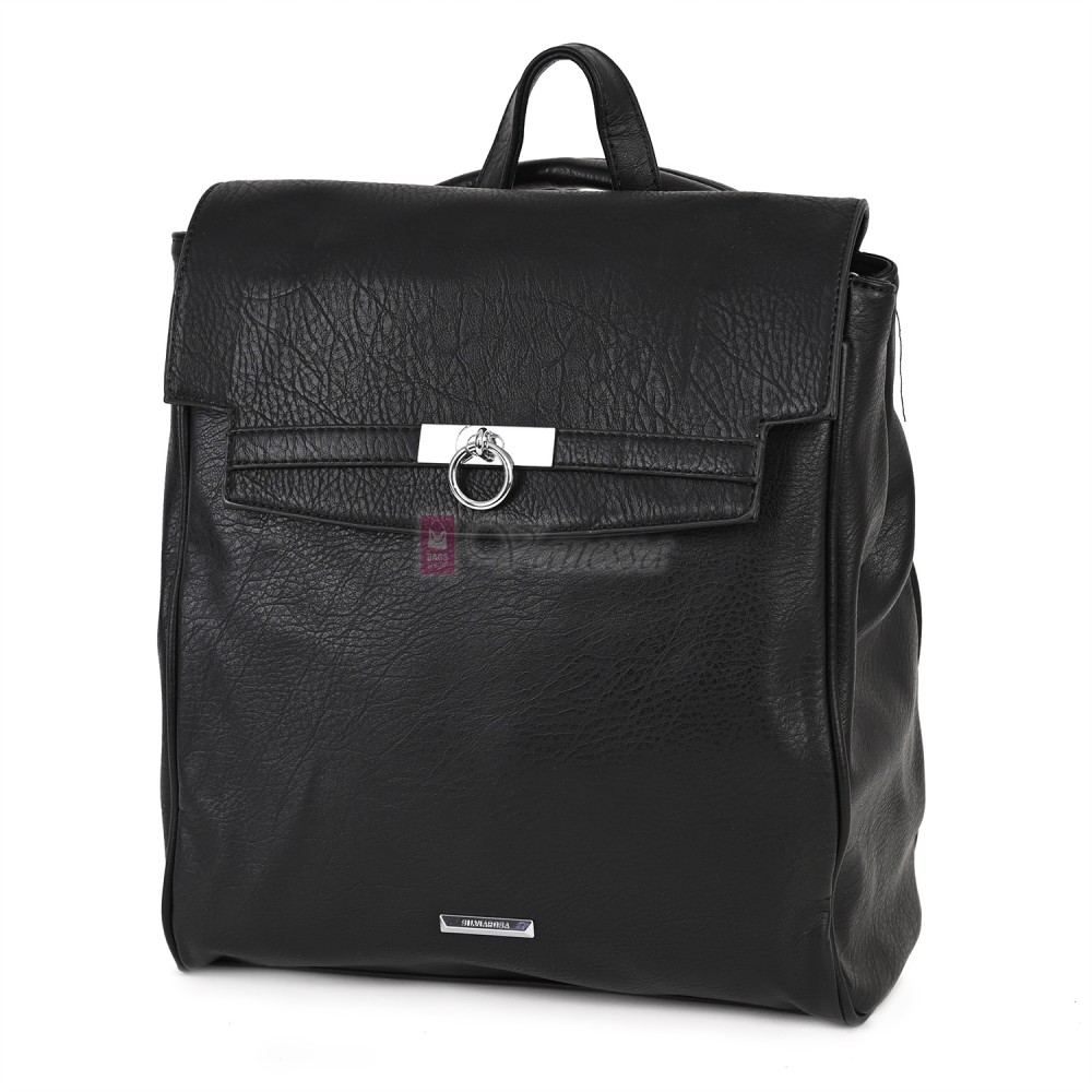  Дамска раница от висококачествена еко кожа, в черен цвят. Код: 8202