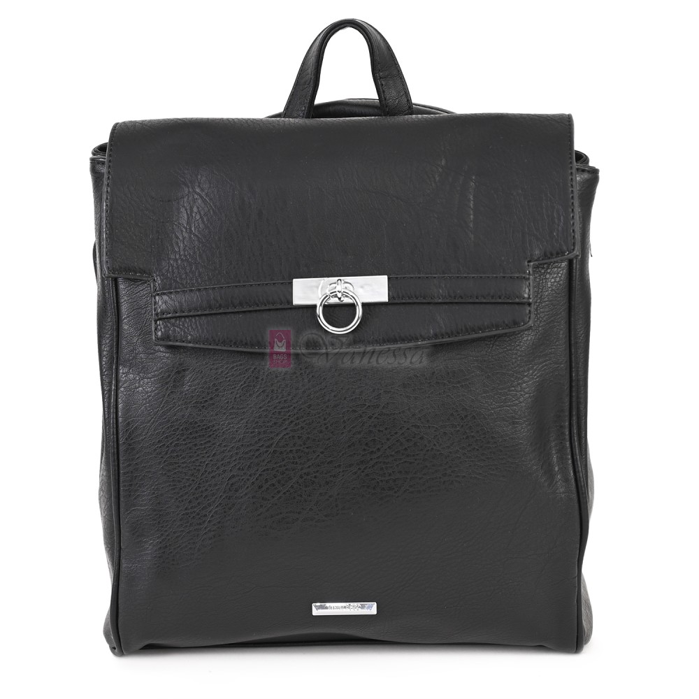  Дамска раница от висококачествена еко кожа, в черен цвят. Код: 8202