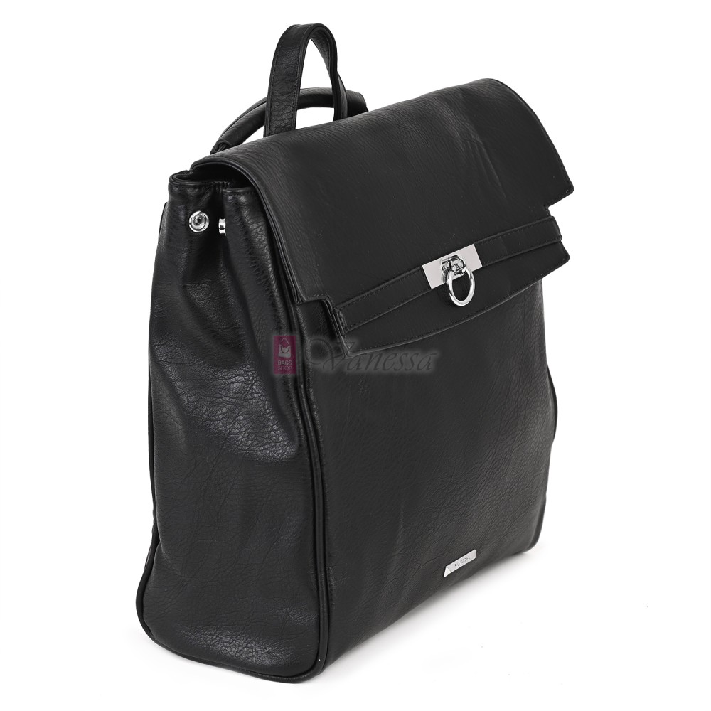  Дамска раница от висококачествена еко кожа, в черен цвят. Код: 8202