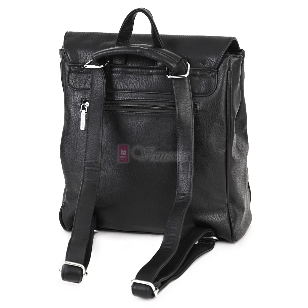  Дамска раница от висококачествена еко кожа, в черен цвят. Код: 8202