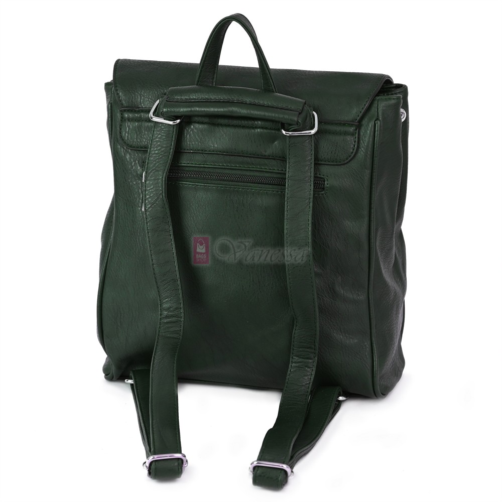 Дамска раница от висококачествена еко кожа, в зелен цвят. Код: 8202