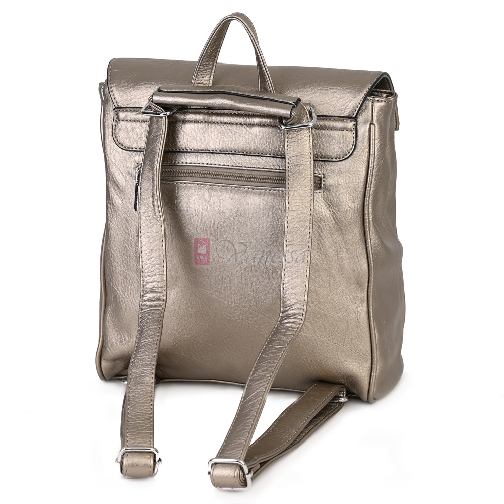  Дамска раница от висококачествена еко кожа, в златист цвят. Код: 8202