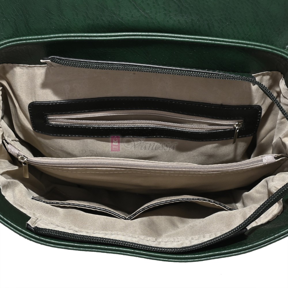  Дамска раница от висококачествена еко кожа, в зелен цвят. Код: 8202