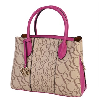 Атрактивна елегантна дамска чанта от еко кожа в цвят циклама.  Код: 822
