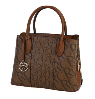 Атрактивна елегантна дамска чанта от еко кожа в кафяв цвят Код: 822