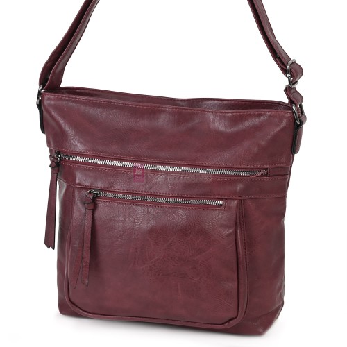 Дамска ежедневна чанта от екологична кожа в цвят бордо Код: 8236