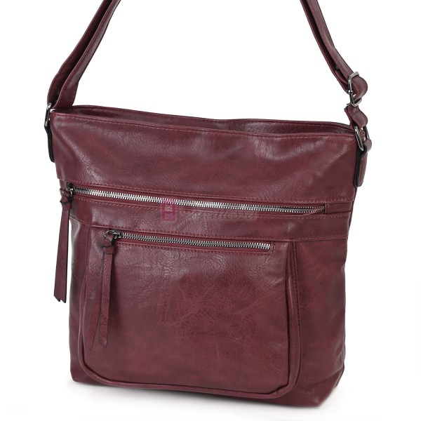 Дамска ежедневна чанта от екологична кожа в цвят бордо Код: 8236