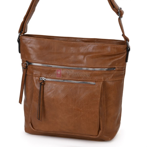 Дамска ежедневна чанта от екологична кожа в светлокафяв цвят Код: 8236