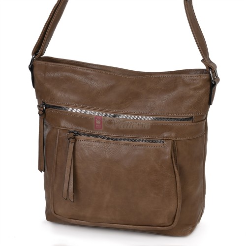 Дамска ежедневна чанта от екологична кожа в кафяв цвят Код: 8236