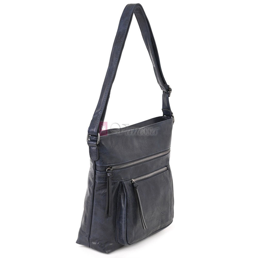 Дамска ежедневна чанта от екологична кожа в тъмносин цвят Код: 8236 Дамска ежедневна чанта от екологична кожа в тъмносин цвят Код: 8236