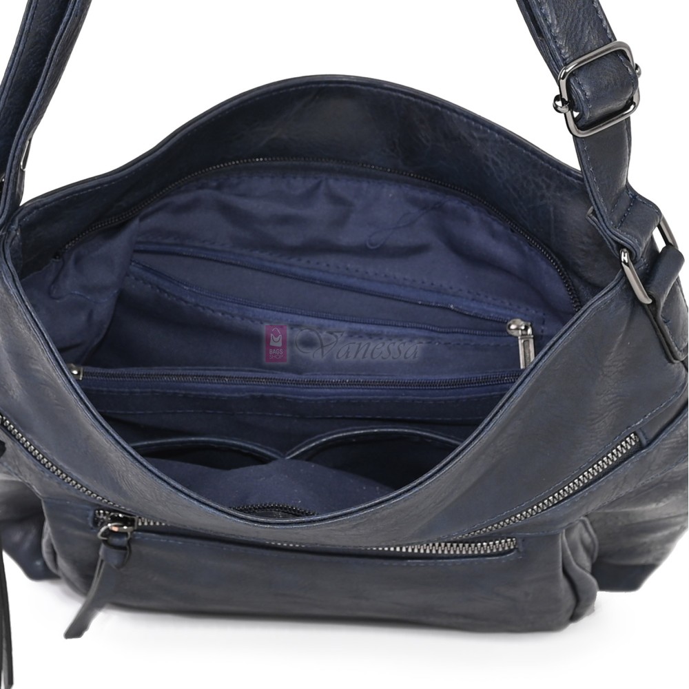 Дамска ежедневна чанта от екологична кожа в тъмносин цвят Код: 8236 Дамска ежедневна чанта от екологична кожа в тъмносин цвят Код: 8236