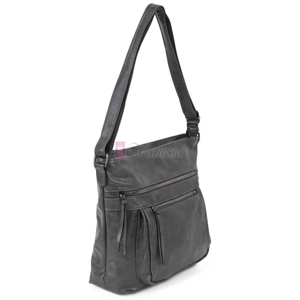 Дамска ежедневна чанта от екологична кожа в сив цвят Код: 8236 Дамска ежедневна чанта от екологична кожа в сив цвят Код: 8236