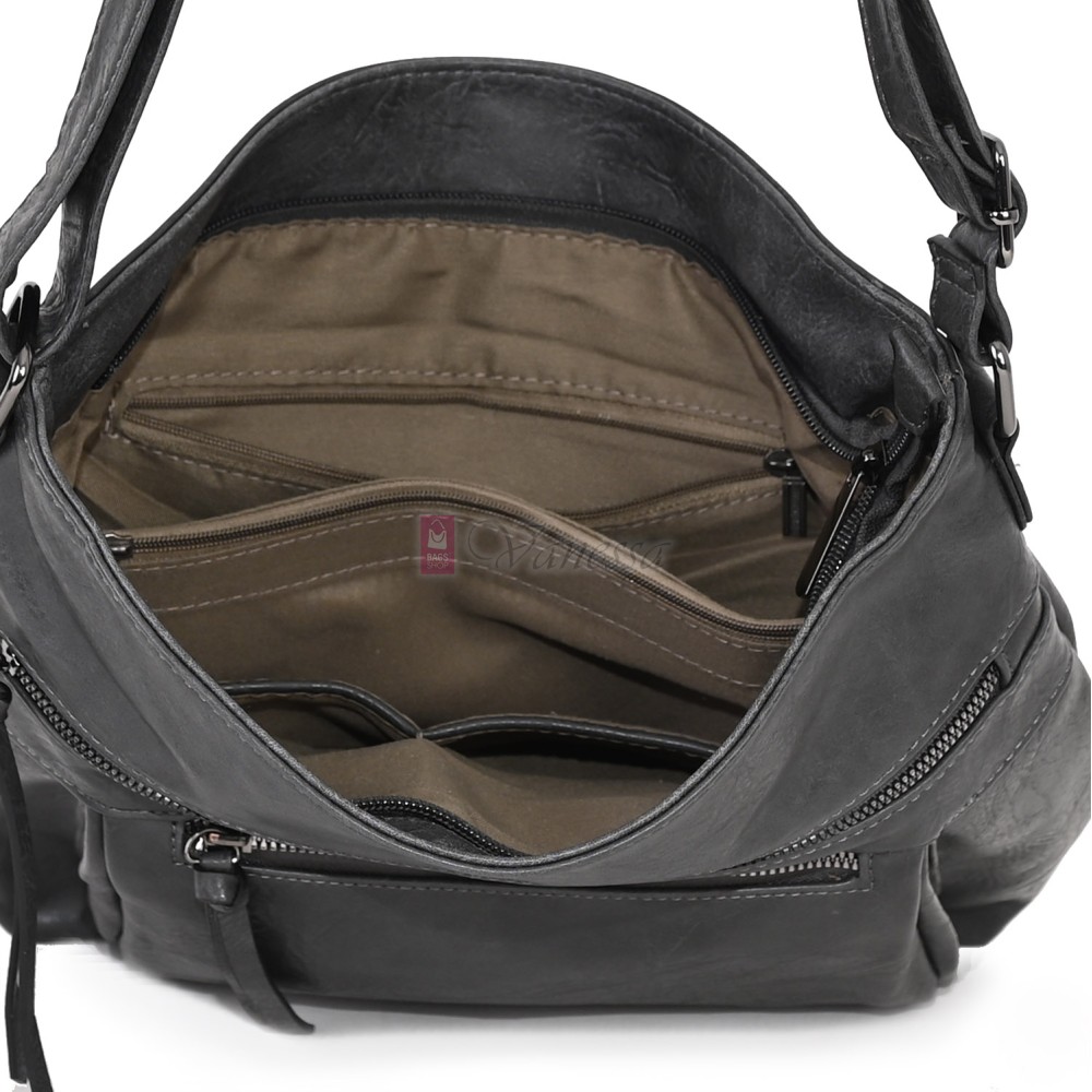 Дамска ежедневна чанта от екологична кожа в сив цвят Код: 8236 Дамска ежедневна чанта от екологична кожа в сив цвят Код: 8236