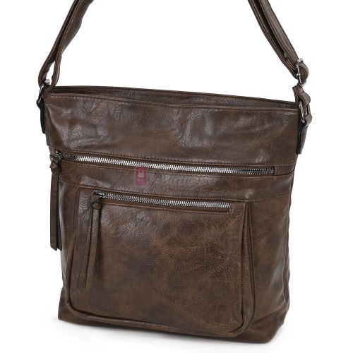 Дамска ежедневна чанта от екологична кожа в тъмнокафяв цвят Код: 8236