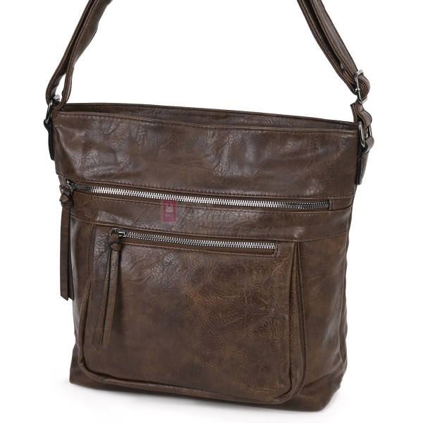 Дамска ежедневна чанта от екологична кожа в тъмнокафяв цвят Код: 8236