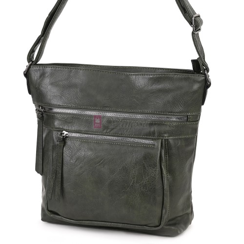 Дамска ежедневна чанта от екологична кожа в тъмнозелен цвят Код: 8236