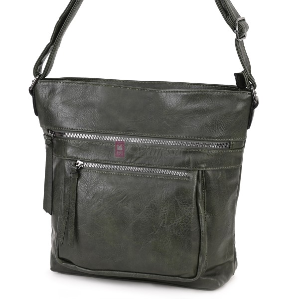 Дамска ежедневна чанта от екологична кожа в тъмнозелен цвят Код: 8236