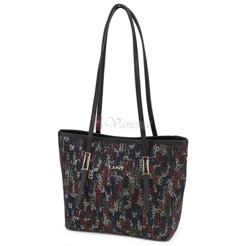 Елегантна дамска чанта от висококачествена еко кожа в черен цвят. Код: 824-4