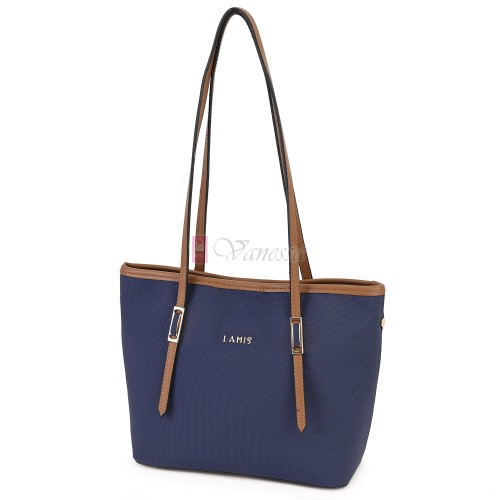 Елегантна дамска чанта от висококачествена еко кожа в тъмносин цвят. Код: 824