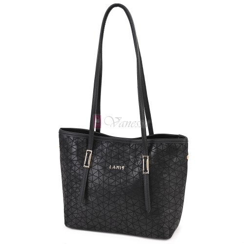 Елегантна дамска чанта от висококачествена еко кожа в черен цвят. Код: 824-1