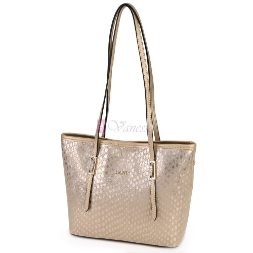 Елегантна дамска чанта от висококачествена еко кожа в златист цвят. Код: 824