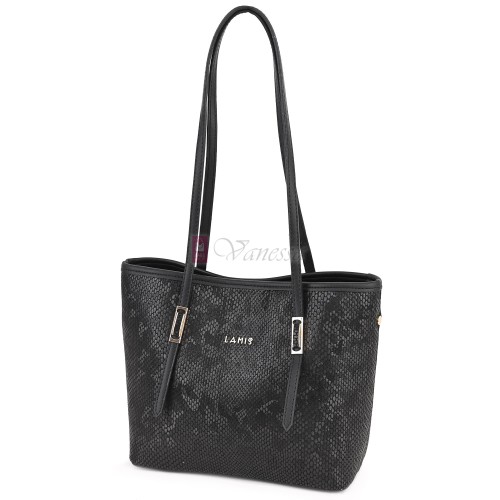 Елегантна дамска чанта от висококачествена еко кожа в черен цвят. Код: 824-2