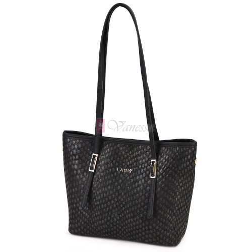 Елегантна дамска чанта от висококачествена еко кожа в черен цвят. Код: 824-3