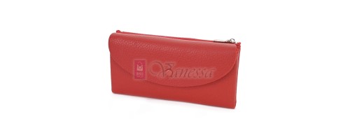 Голямо дамско портмоне от висококачествена еко кожа в червен цвят. КОД: 8460