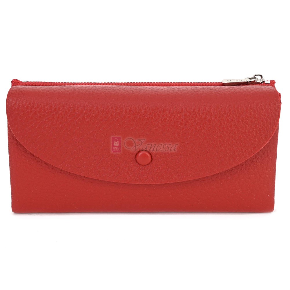Голямо дамско портмоне от висококачествена еко кожа в червен цвят. КОД: 8460