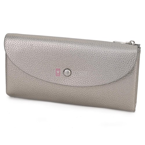 Голямо дамско портмоне от висококачествена еко кожа в сребрист цвят. КОД: 8460