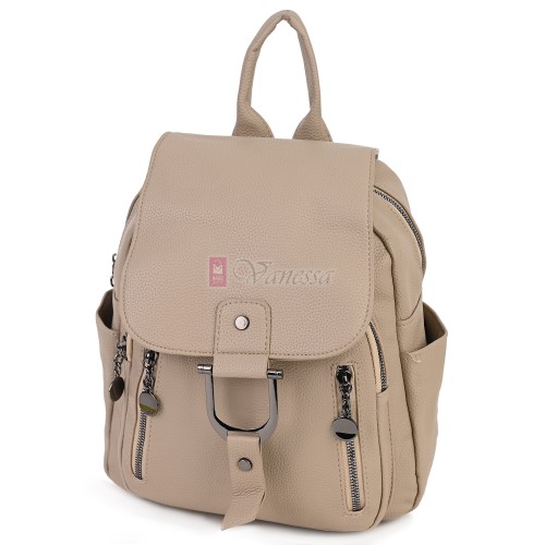  Дамска раница от висококачествена еко кожа в бежов цвят. Код: 865