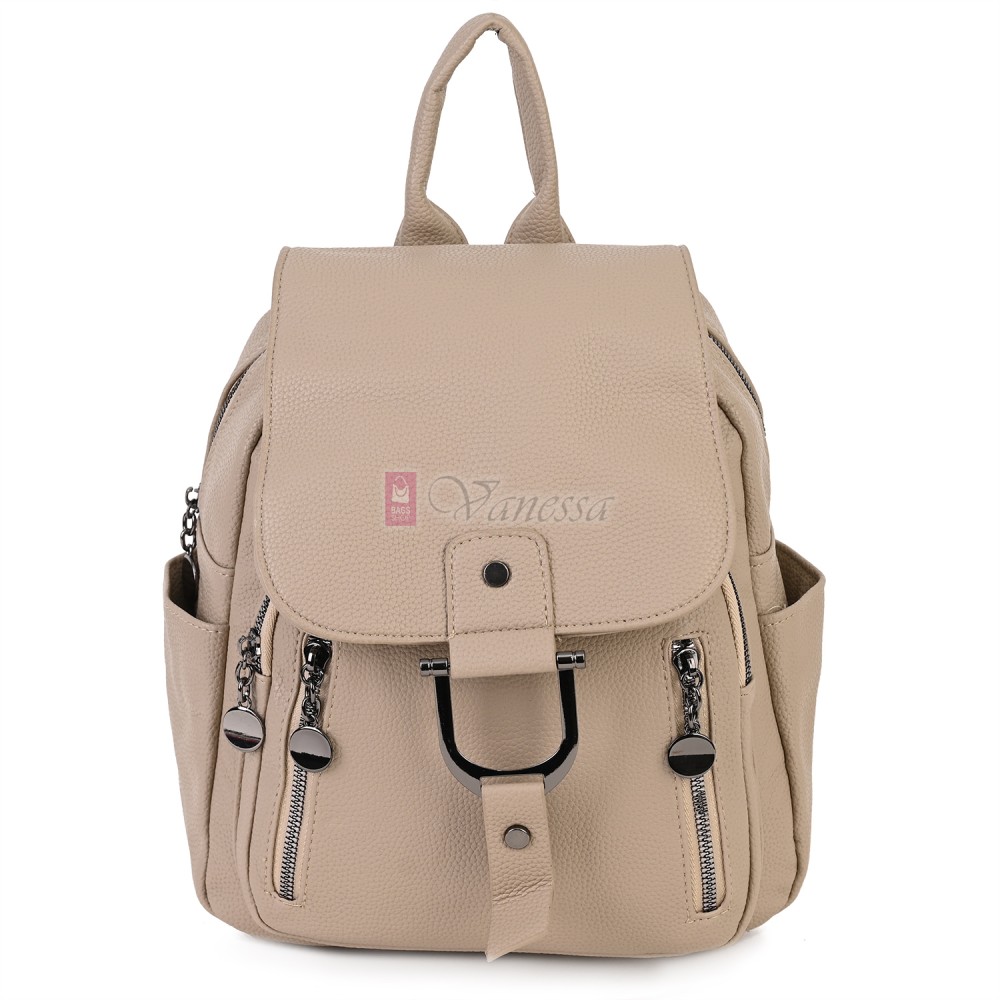  Дамска раница от висококачествена еко кожа в бежов цвят. Код: 865