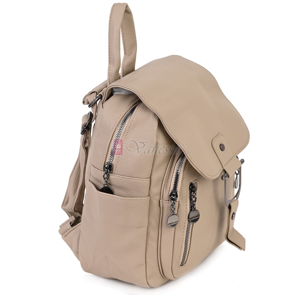  Дамска раница от висококачествена еко кожа в бежов цвят. Код: 865