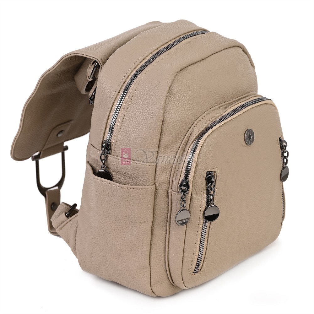  Дамска раница от висококачествена еко кожа в бежов цвят. Код: 865