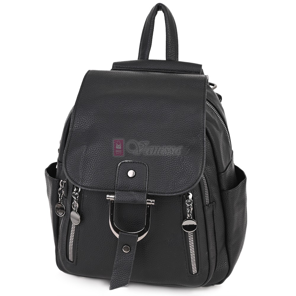  Дамска раница от висококачествена еко кожа в черен цвят. Код: 865