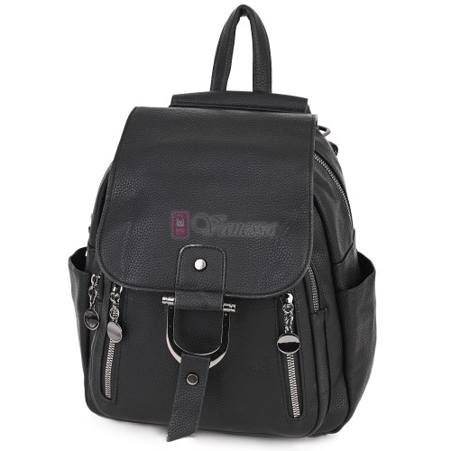  Дамска раница от висококачествена еко кожа в черен цвят. Код: 865