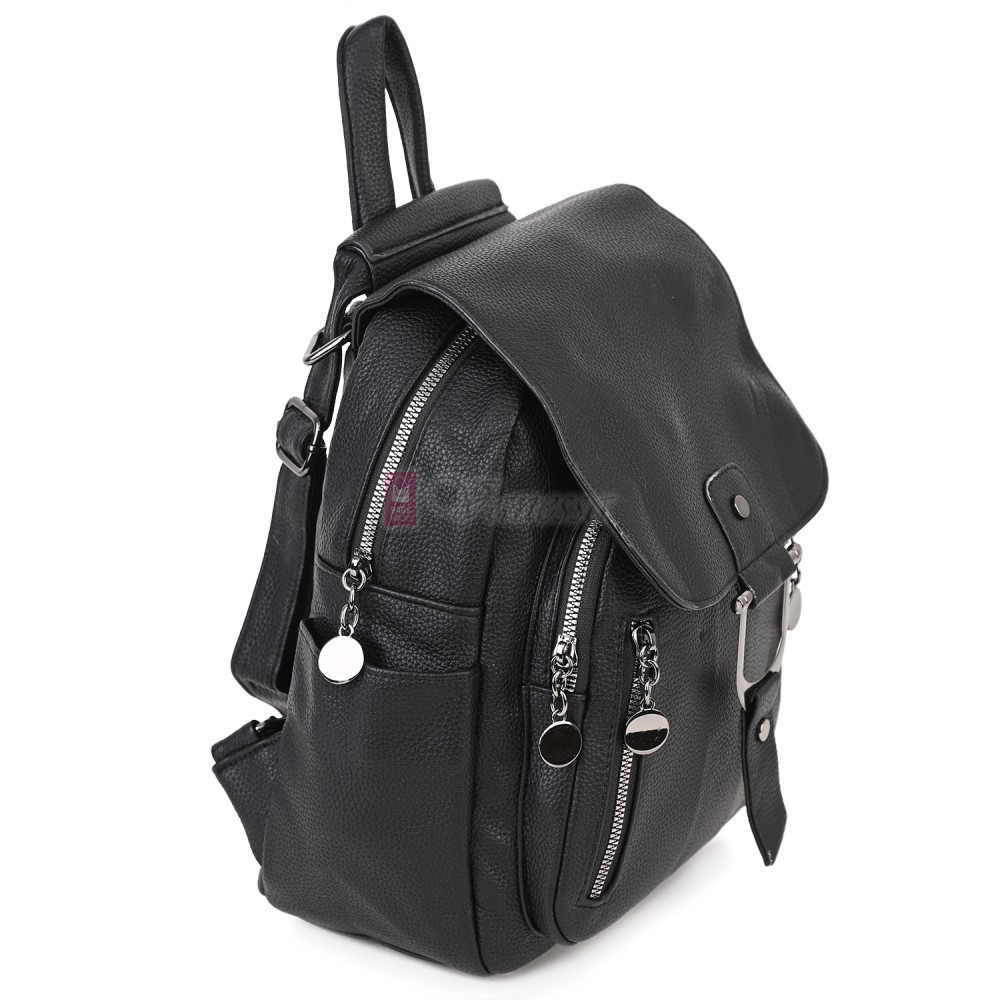  Дамска раница от висококачествена еко кожа в черен цвят. Код: 865