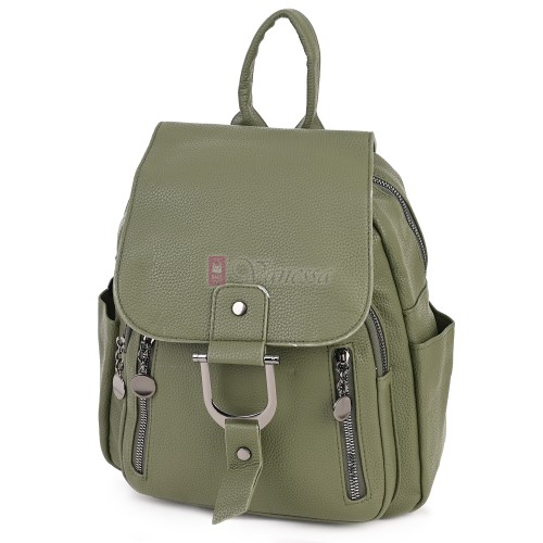  Дамска раница от висококачествена еко кожа в зелен цвят. Код: 865