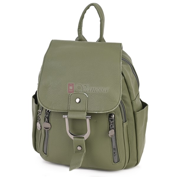  Дамска раница от висококачествена еко кожа в зелен цвят. Код: 865