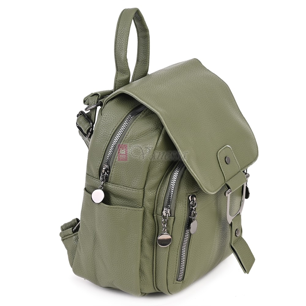  Дамска раница от висококачествена еко кожа в зелен цвят. Код: 865