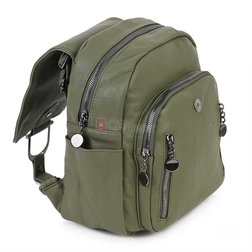  Дамска раница от висококачествена еко кожа в зелен цвят. Код: 865