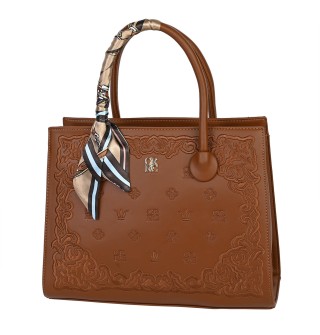 Eлегантна дамска чанта от еко кожа в кафяв цвят Код: 870