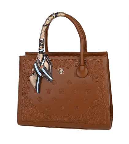 Eлегантна дамска чанта от еко кожа в кафяв цвят Код: 870