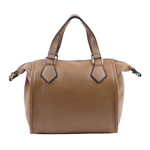 Голяма дамска чанта от висококачествена еко кожа - цвят тъмно бежов - Код: 8780