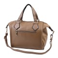 Голяма дамска чанта от висококачествена еко кожа - цвят тъмно бежов - Код: 8780