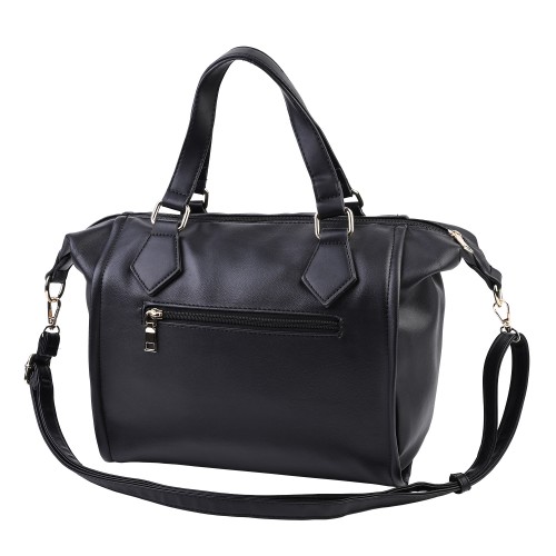 Голяма дамска чанта от висококачествена еко кожа - цвят черен - Код: 8780