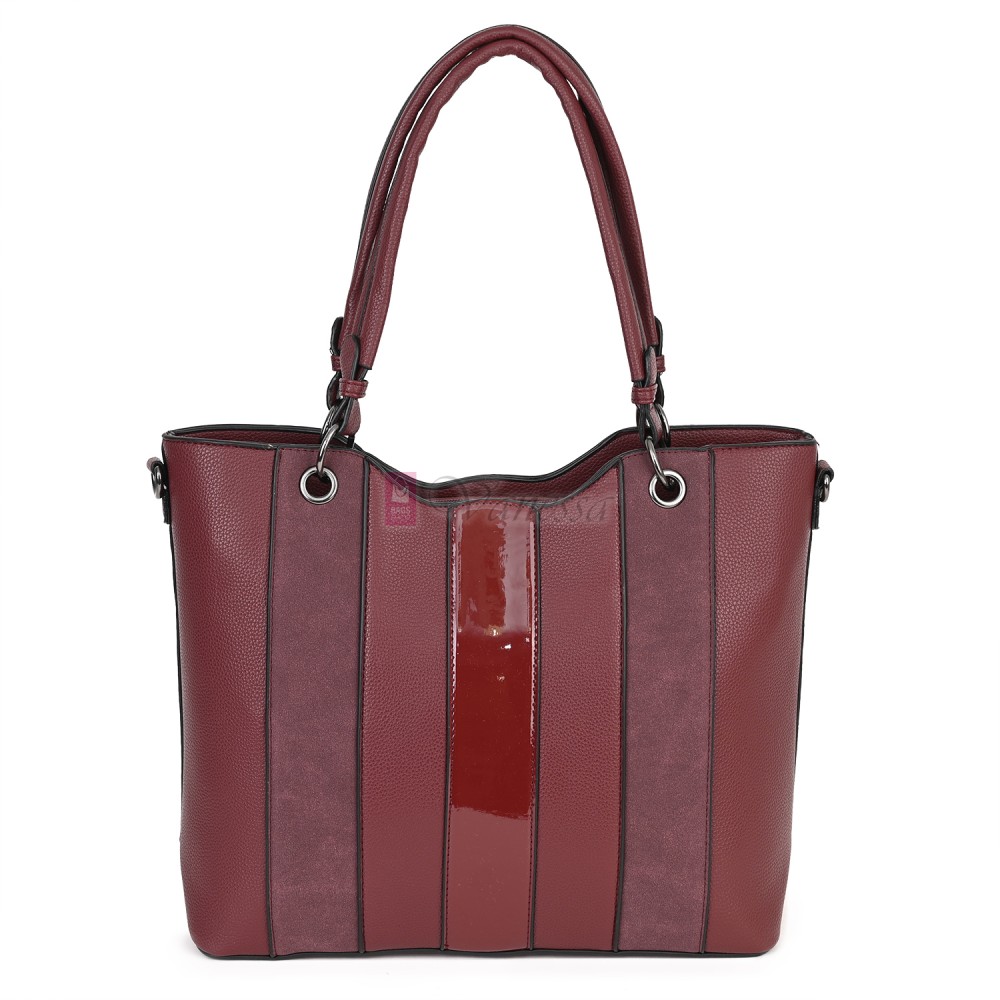 Голяма дамска ежедневна чанта от еко кожа, в цвят бордо. Код: 88001