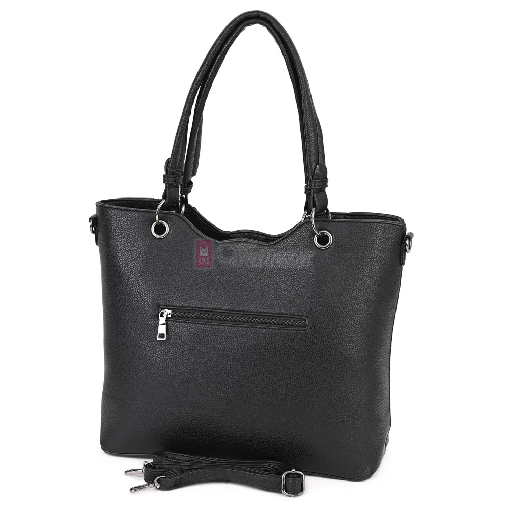 Голяма дамска ежедневна чанта от еко кожа, в черен цвят. Код: 88001