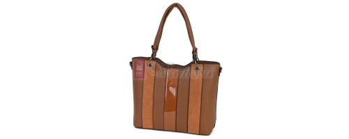 Голяма дамска ежедневна чанта от еко кожа, в кафяв цвят. Код: 88001